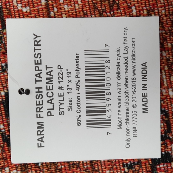 Set 4 Placemats Tablemat Cream Rust Rooster 13" x 19" Washable Farm Fresh Eggs - Picture 8 of 8